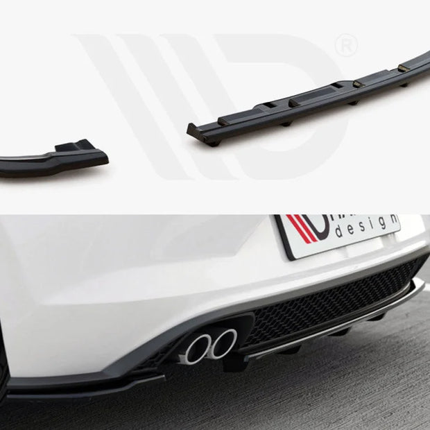 Maxton Design Central Rear Splitter W Vertical Bars Volkswagen Polo MK6 GTI 17-21