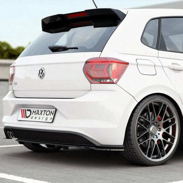 Maxton Design Central Rear Splitter W Vertical Bars Volkswagen Polo MK6 GTI 17-21