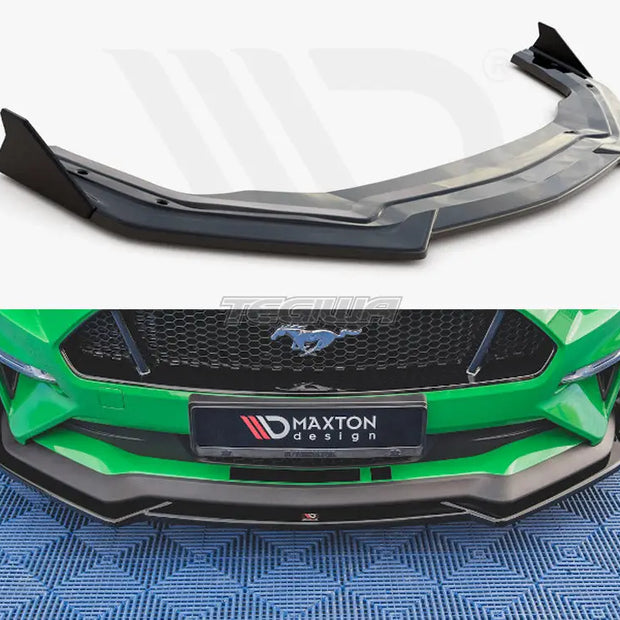 Maxton Design Front Splitter + Flaps V1 Ford Mustang GT MK6 Facelift 2017-