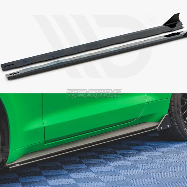 Maxton Design Side Skirts Diffusers + Flaps Ford Mustang GT MK6 Facelift 2017-