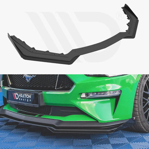Maxton Design Street PRO Front Splitter V.1 +flaps Ford Mustang GT MK6 Facelift 2017-
