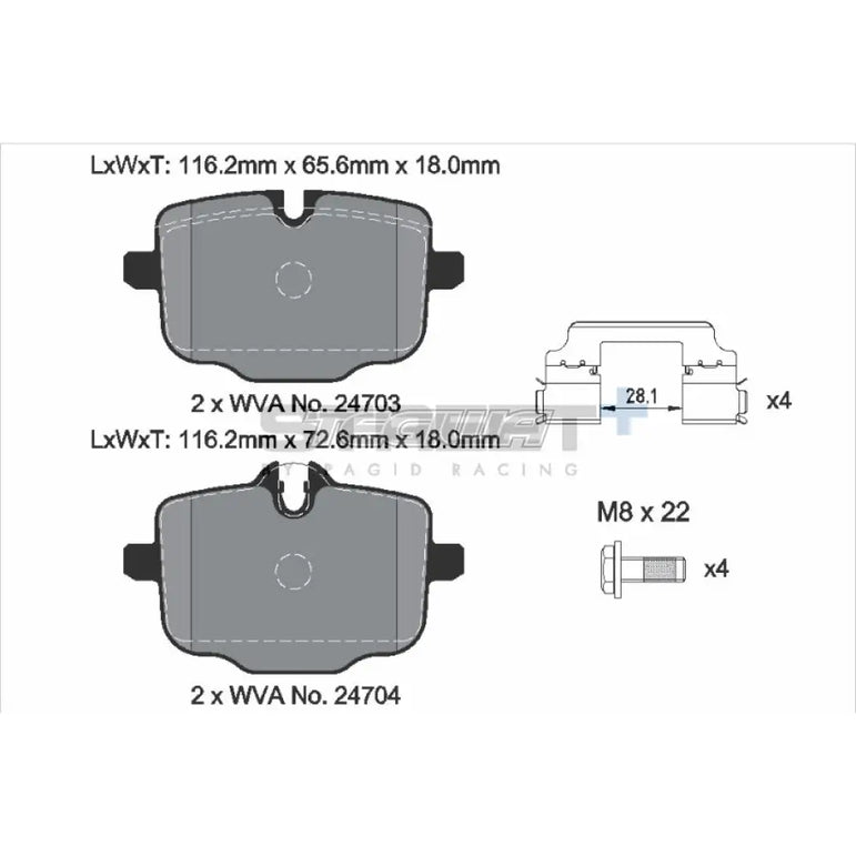 Pagid Street+ Brake Pads BMW M2 G42 G87 22 Rear