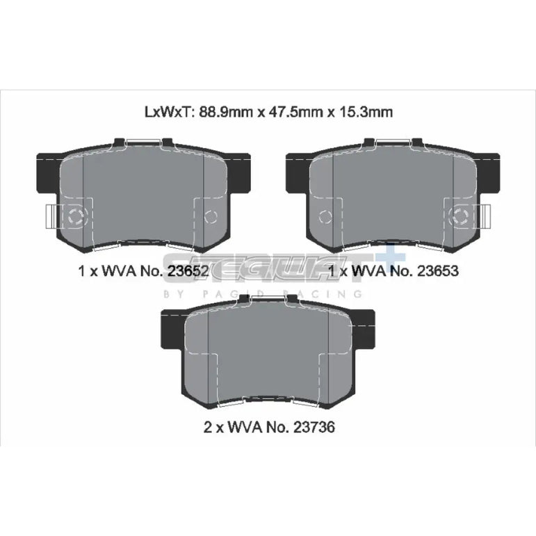 Pagid Street+ Brake Pads Honda Civic EP2 1.6i Non Type-R 01-05 Rear
