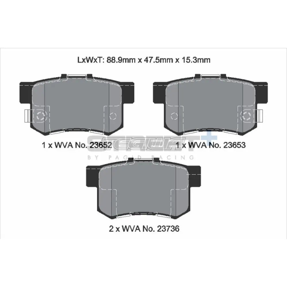 Pagid Street+ Brake Pads Honda Civic EP2 1.6i Non Type-R 01-05 Rear