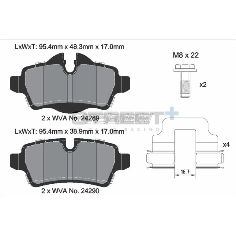 Pagid Street+ Brake Pads Mini Cooper JCW R58 R59 10-15 Rear