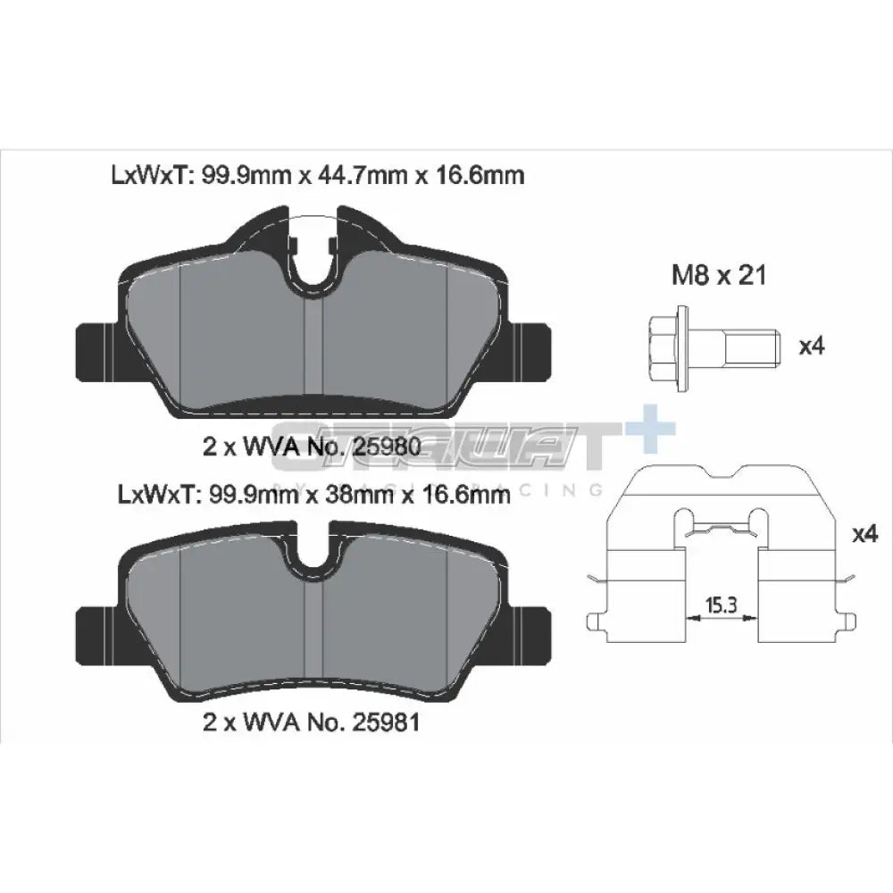 Pagid Street+ Brake Pads Mini Cooper S F5X 13-14 Rear