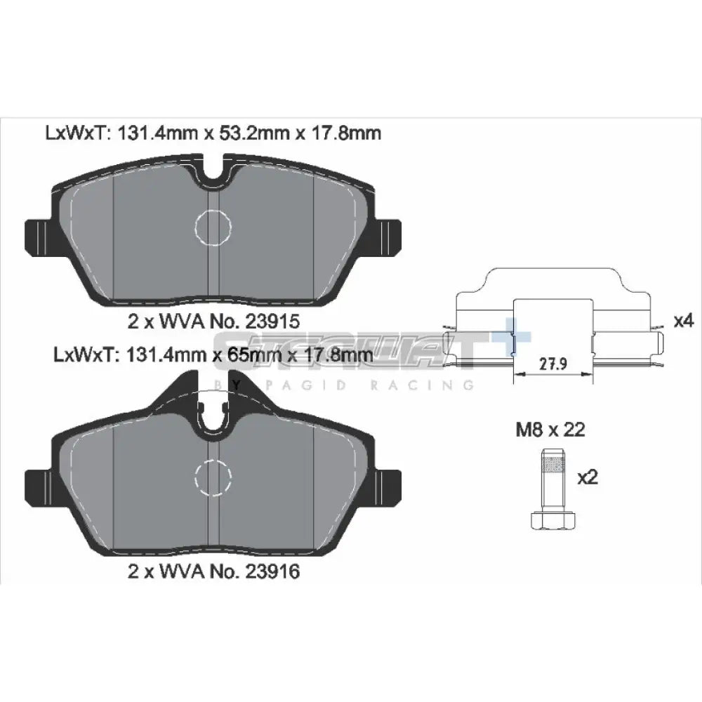 Pagid Street+ Brake Pads Mini Cooper S F5X 20 Front