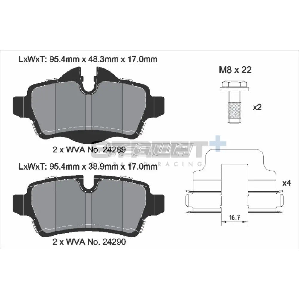 Pagid Street+ Brake Pads Mini Cooper S R5X 06-15 Rear