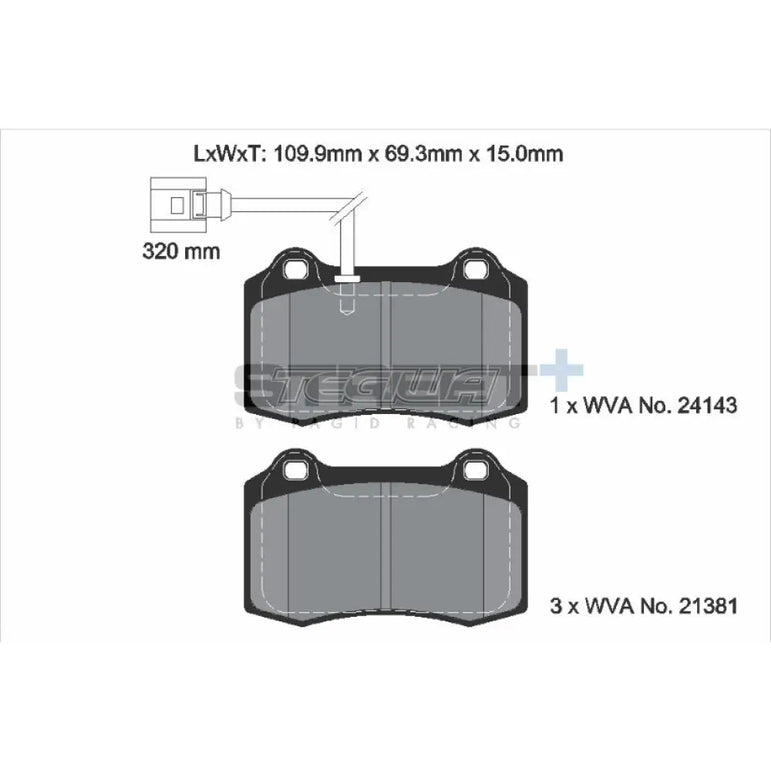 Pagid Street+ Brake Pads Seat Leon Cupra R 1M1 02-06 Front - T8058SP2001
