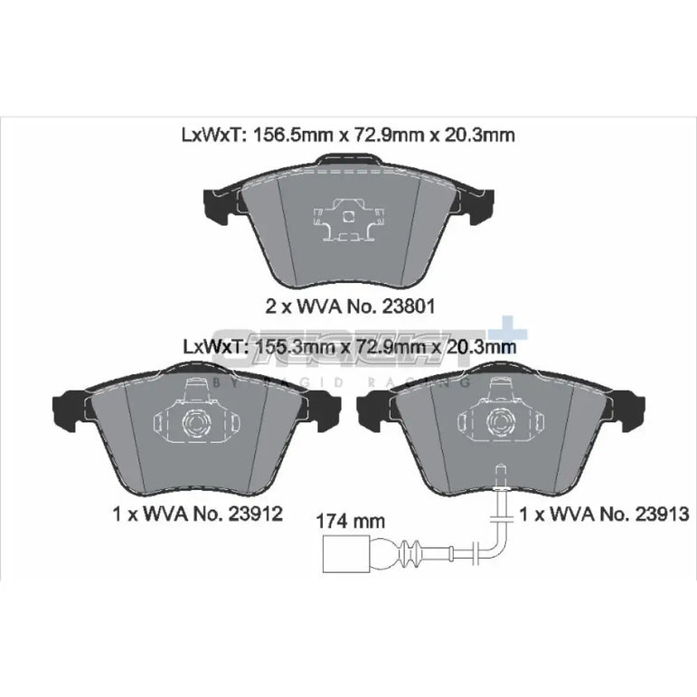 Pagid Street+ Brake Pads Volkswagen Golf MK5 GTI 06-08 Front - T8046SP2001