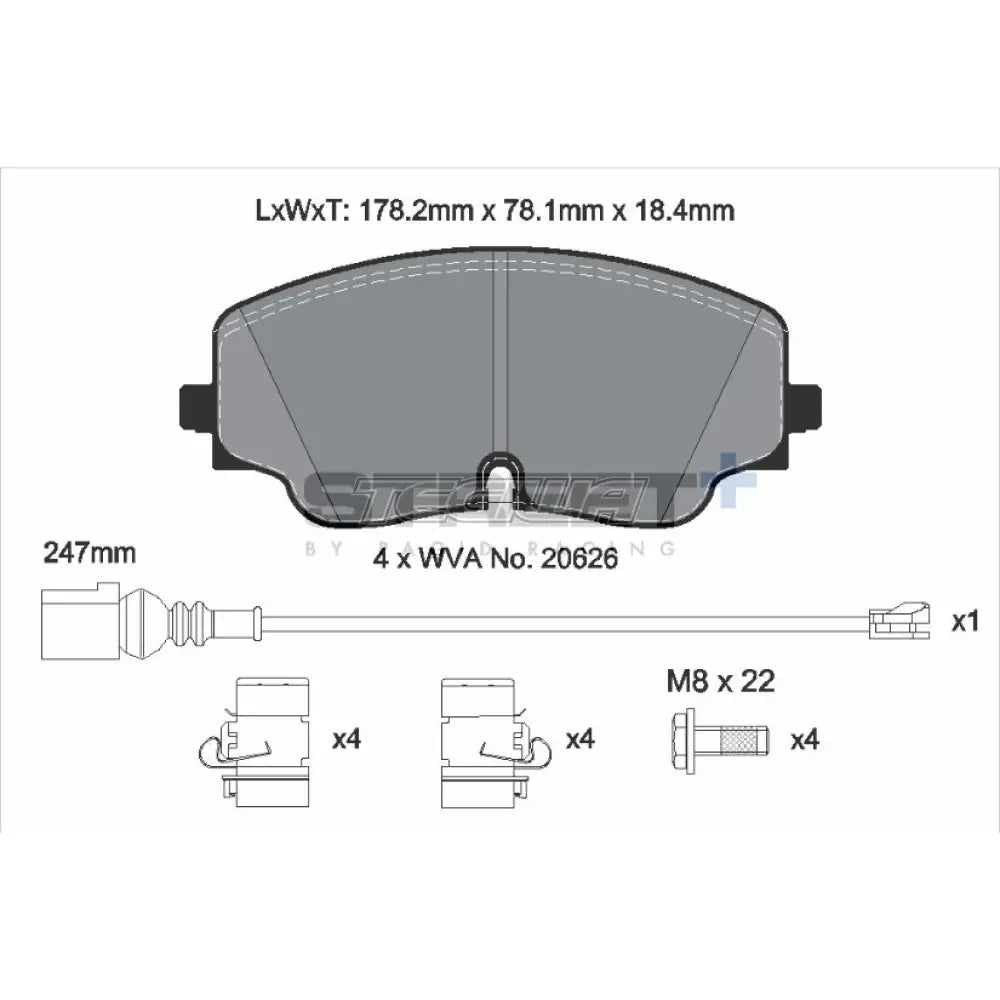 Pagid Street+ Brake Pads Volkswagen Golf MK8 R 20-22 Front