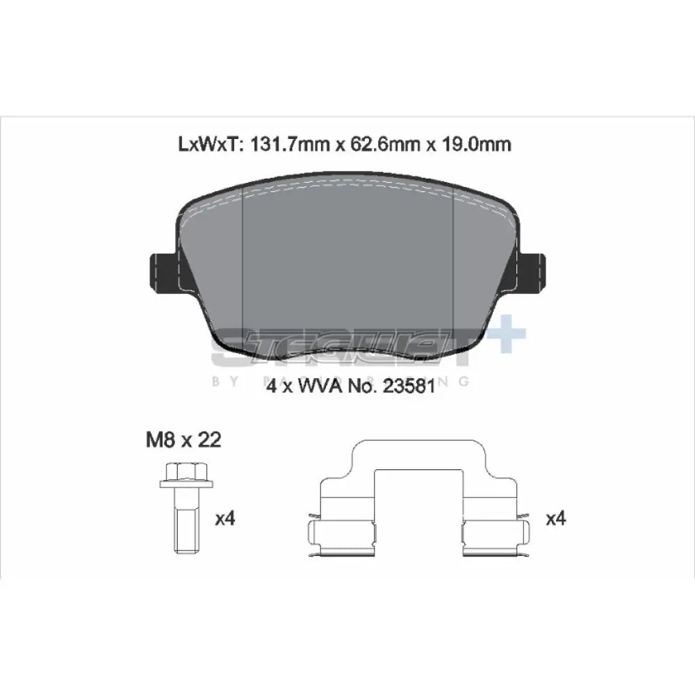 Pagid Street+ Brake Pads Volkswagen Polo 9N GTI 05-09 Front - T8177SP2001