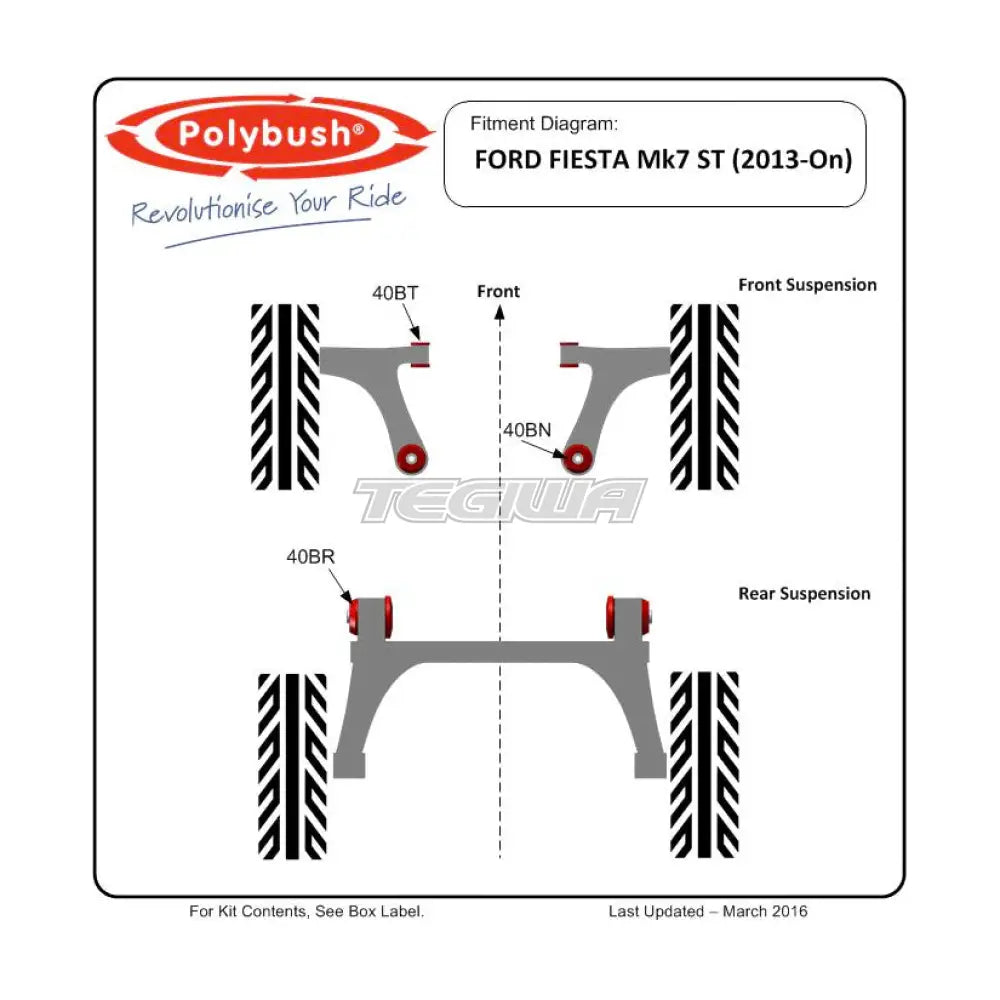 PolyBush Front Wishbone Front Bush 14mm Bolt Ford Fiesta ST 180 MK7 13-17