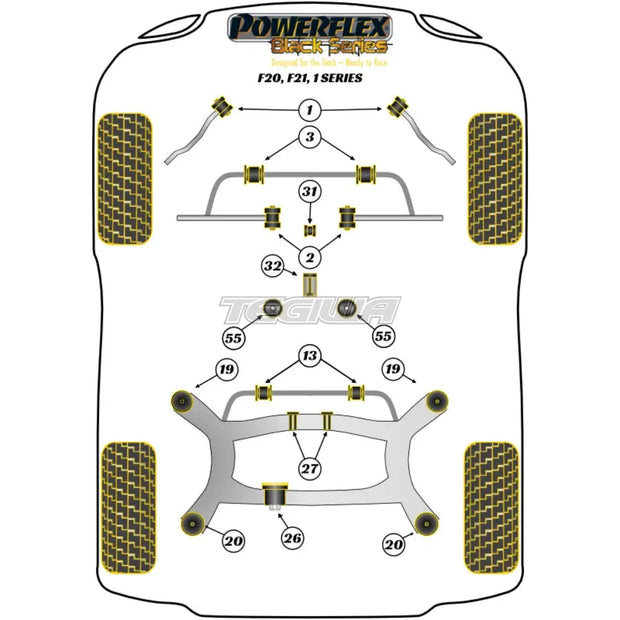 Powerflex Black Series Engine Mount Insert Kit BMW 1 Series F20 F21 RWD 11-19