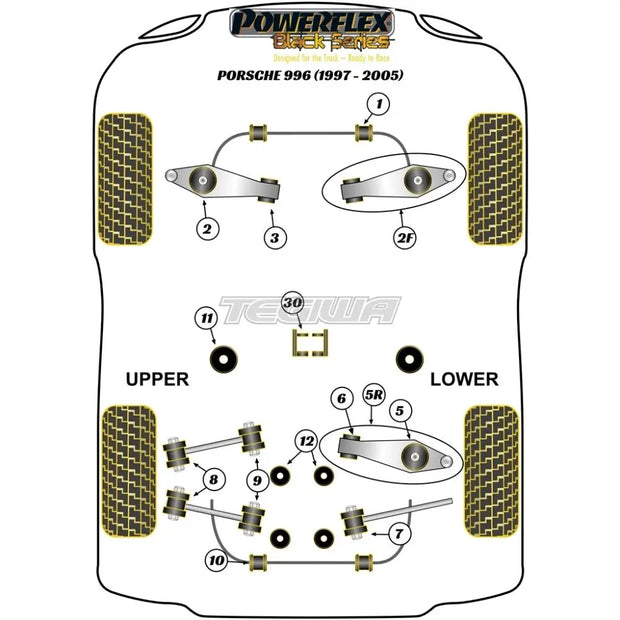Powerflex Black Series For Twin Bush Gearbox Front Mounting Bush Insert Kit Porsche 911 996 97-05
