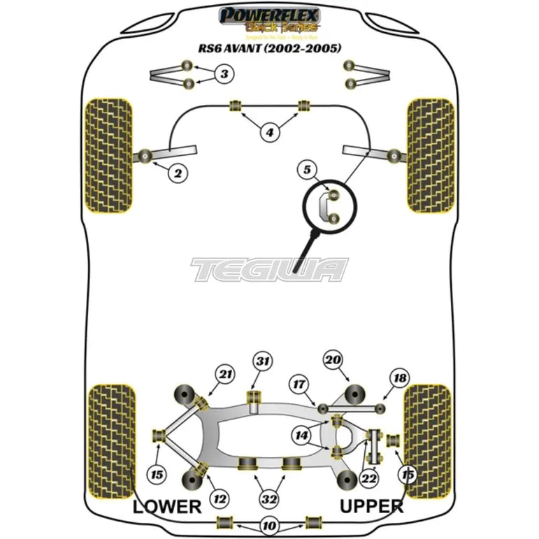 Powerflex Black Series Front Anti Roll Bar Link Bush Audi A6 S6 RS6 C5 Avant 97-05