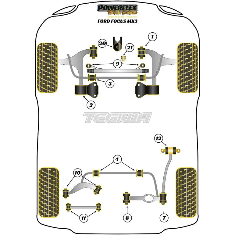 Powerflex Black Series Front Anti Roll Bar To Chassis Bush 22mm Ford Focus Mk3 Inc ST Inc RS 11-18