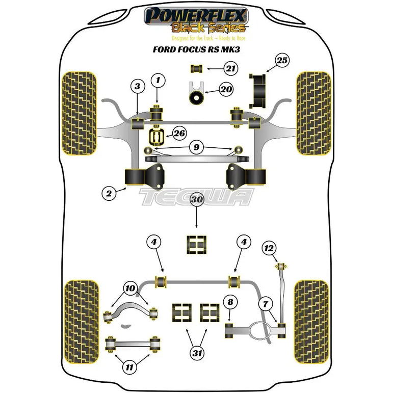 Powerflex Black Series Front Anti Roll Bar To Chassis Bush 24mm Ford Focus Mk3 Inc ST Inc RS 11-18