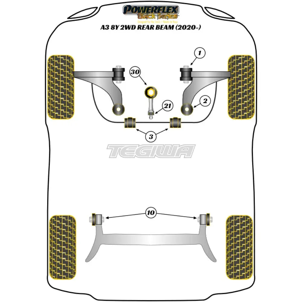Powerflex Black Series Front Lower Engine Mount Hybrid Bush Large Track/MSport Audi A3 S3 RS3 8Y MK4 FWD Rear Beam 20+ - PFF85-833BLK