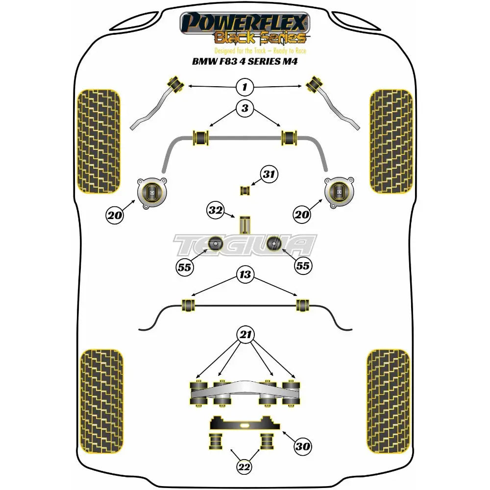 Powerflex Black Series Front Radius Arm To Chassis Bush BMW 4 Series F32 F33 F36 F82 F83 M4 14 13+
