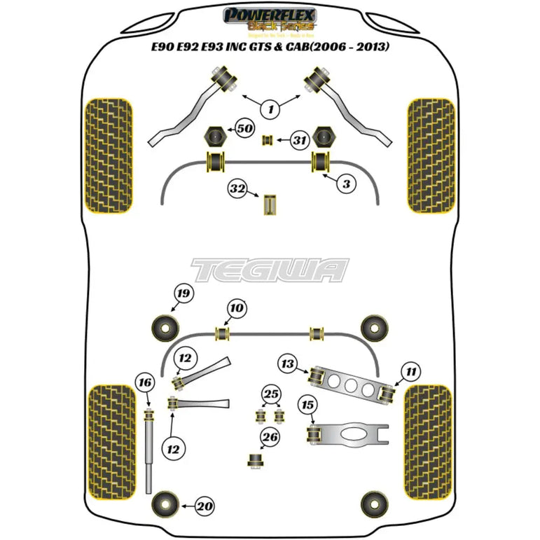 Powerflex Black Series Front Radius Arm To Chassis Bush Caster Adjust BMW 3 Series E90 E91 E92 E93 E9X M3 Inc GTS Cab 05-13
