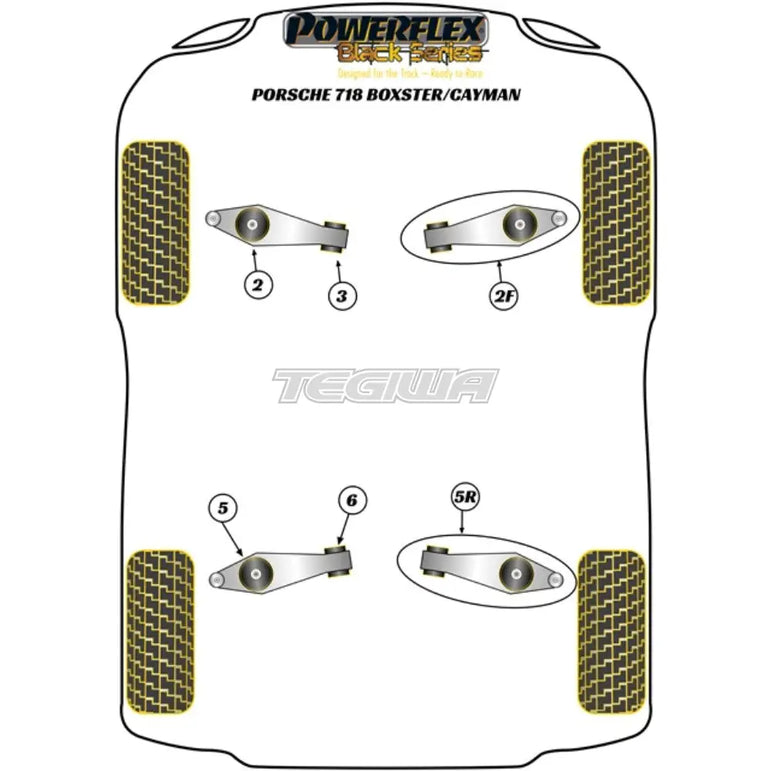 Powerflex Black Series Front Track Control Arm Inner Bush Camber Adjustable Porsche 982 718 Boxster Cayman 16+