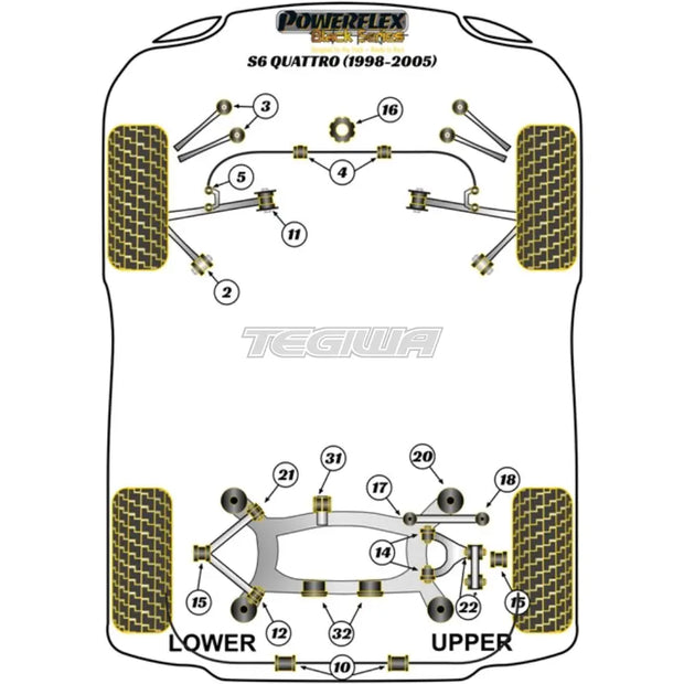 Powerflex Black Series Front Upper Control Arm Bush Audi A6 S6 RS6 C5 Quattro 97-05
