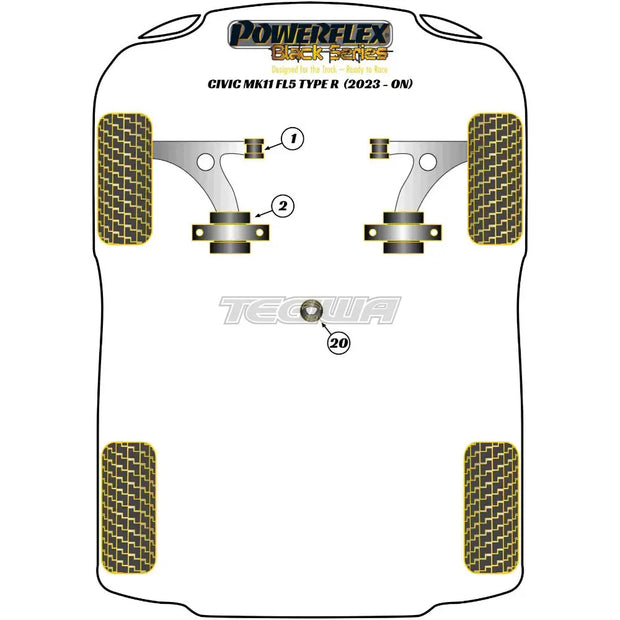 Powerflex Black Series Front Wishbone Rear Bush Anti-Lift Inc Caster Offset Honda Civic FL5 Type-R 22+