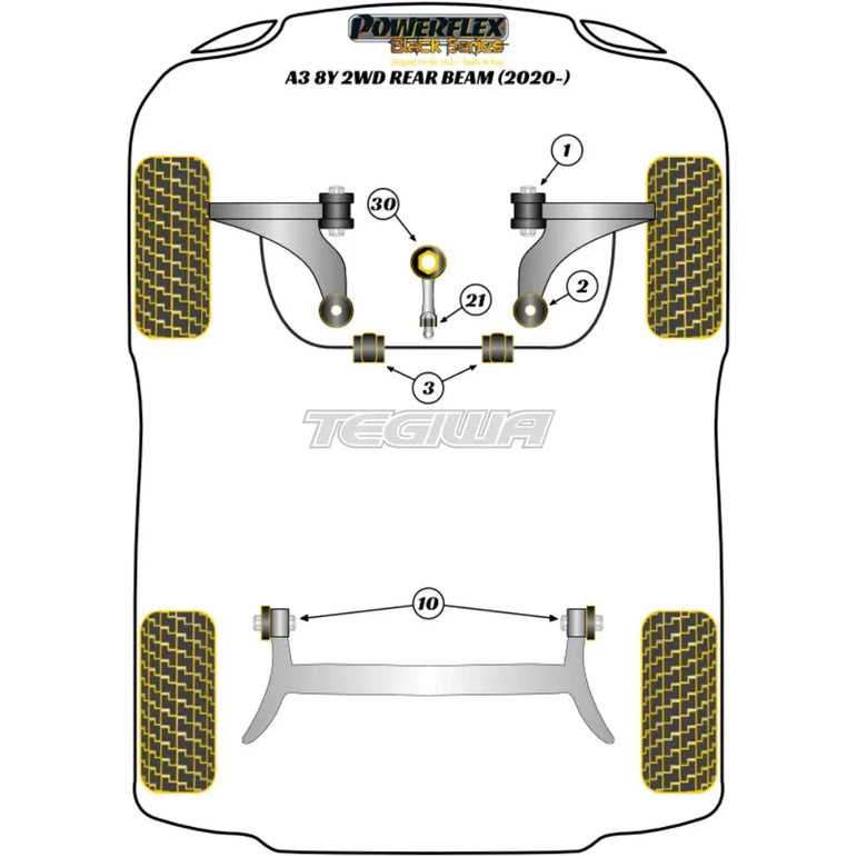 Powerflex Black Series Front Wishbone Rear Bush Caster Adjustable Audi A3 S3 RS3 8Y MK4 FWD Rear Beam 20+