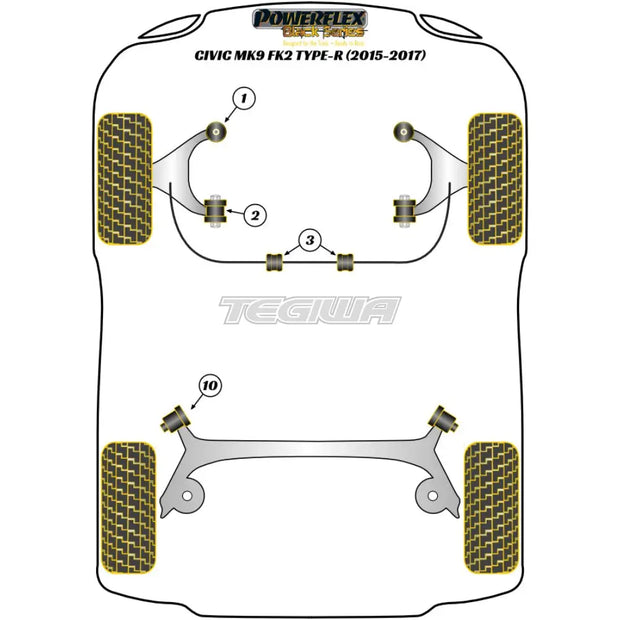 Powerflex Black Series Front Wishbone Rear Bush Honda Civic FK2 Type-R 15-17