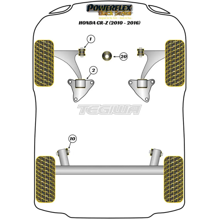 Powerflex Black Series Front Wishbone Rear Bush Honda CR-Z 10-16