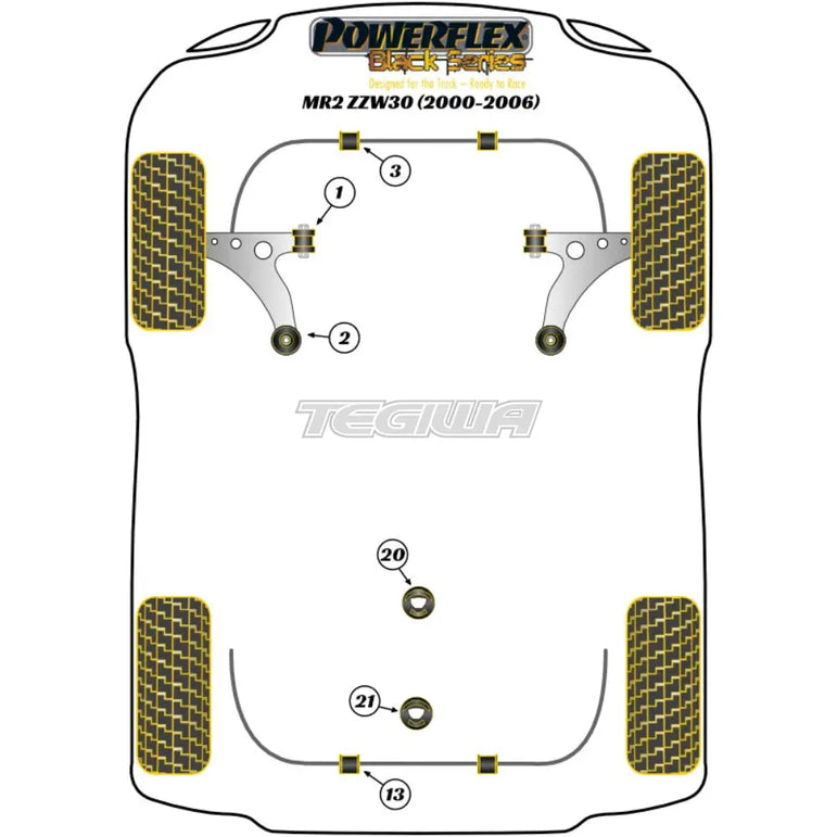 Powerflex Black Series Front Wishbone Rear Bush Toyota MR2 Gen3 ZZW30 00-06