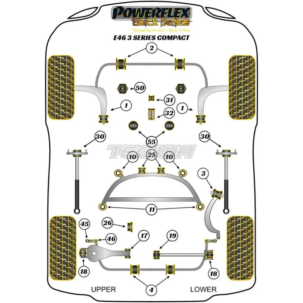 Powerflex Black Series Gear Shift Arm Front Bush Oval BMW 3 Series E46 Compact 99-06