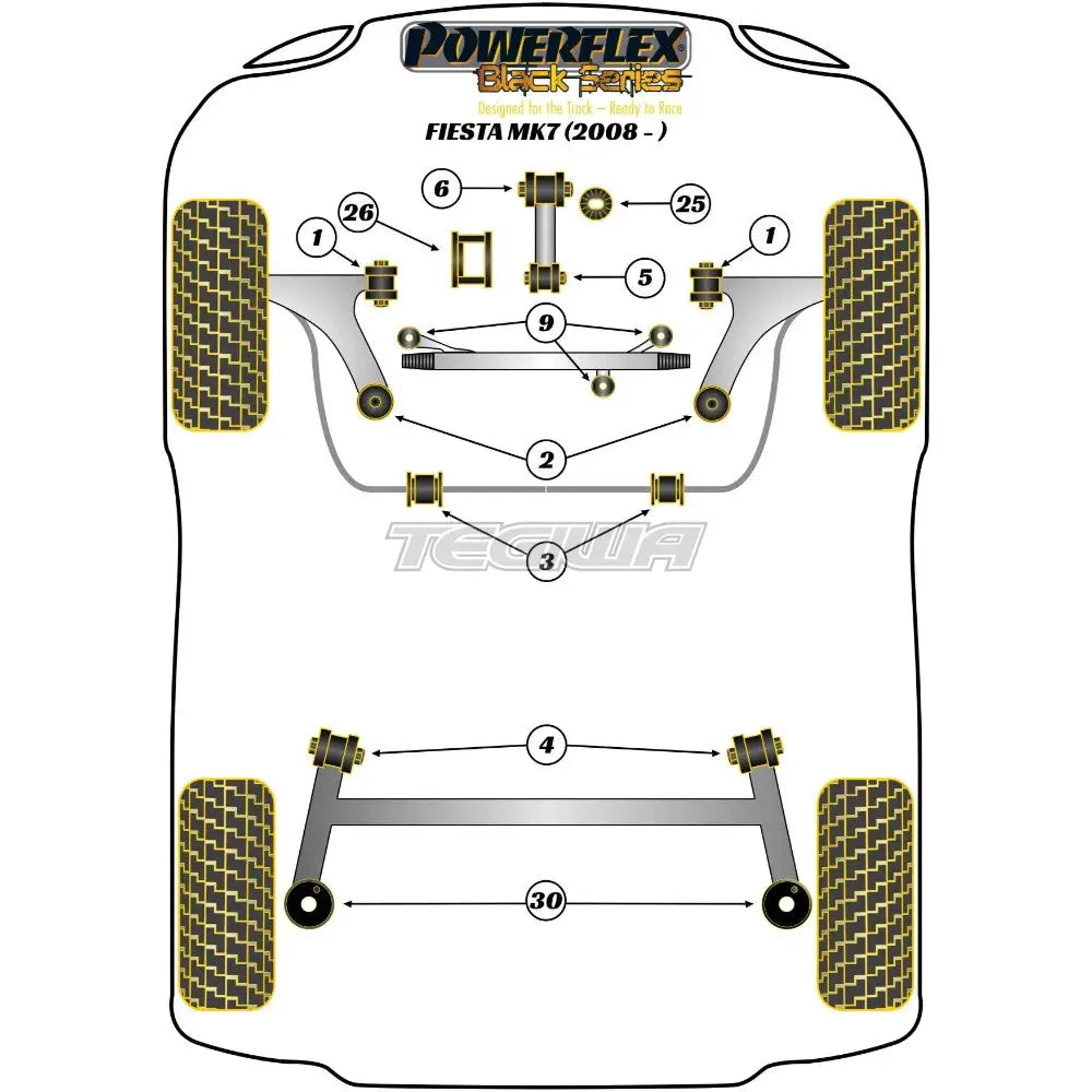 Powerflex Black Series Lower Engine Mount Small Bush 30mm Oval Bracket Ford Fiesta Mk7 Inc ST 08-17