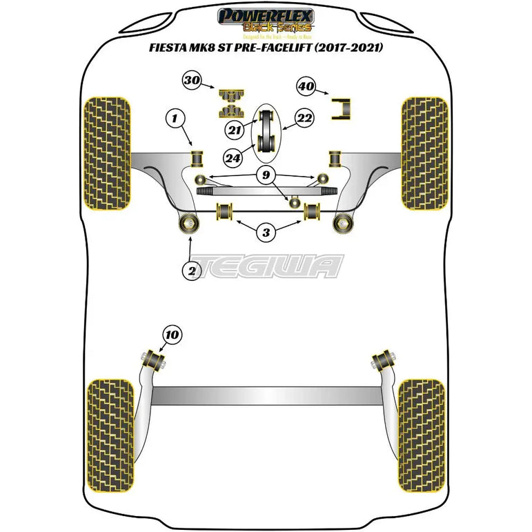 Powerflex Black Series Lower Torque Mount Large Bush Insert Ford Fiesta MK8 8.5 Inc ST 200 17+
