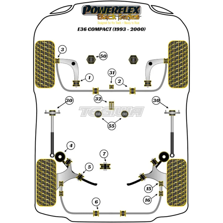 Powerflex Black Series Rear ARB End Link To Bar Bush BMW 3 Series E36 Compact 93-00