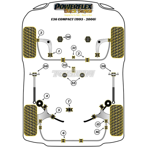 Powerflex Black Series Rear ARB End Link To Bar Bush BMW 3 Series E36 Compact 93-00