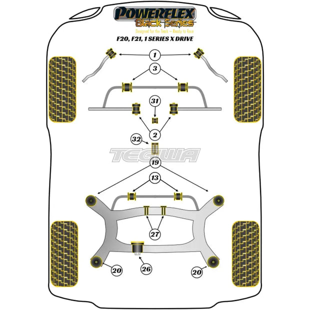 Powerflex Black Series Rear Diff Front Bush Insert BMW 1 Series F20 F21 xDrive 11-19