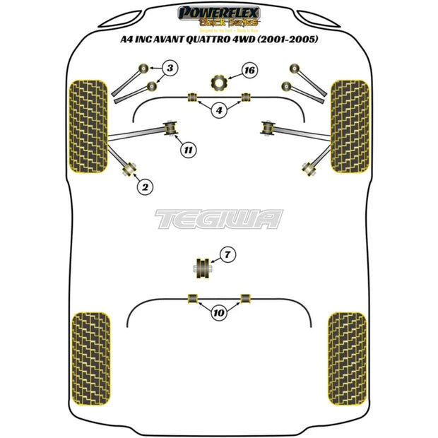 Powerflex Black Series Rear Diff Front Mounting Bush Audi A4 S4 RS4 B6 Inc Avant Quattro 4WD 01-05