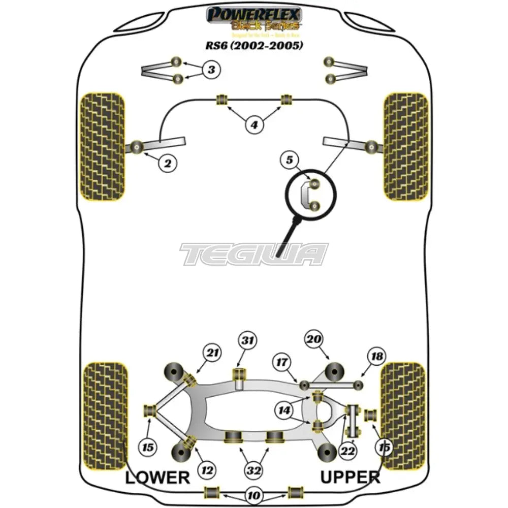 Powerflex Black Series Rear Diff Rear Mounting Bush Audi A6 S6 RS6 C5 97-05