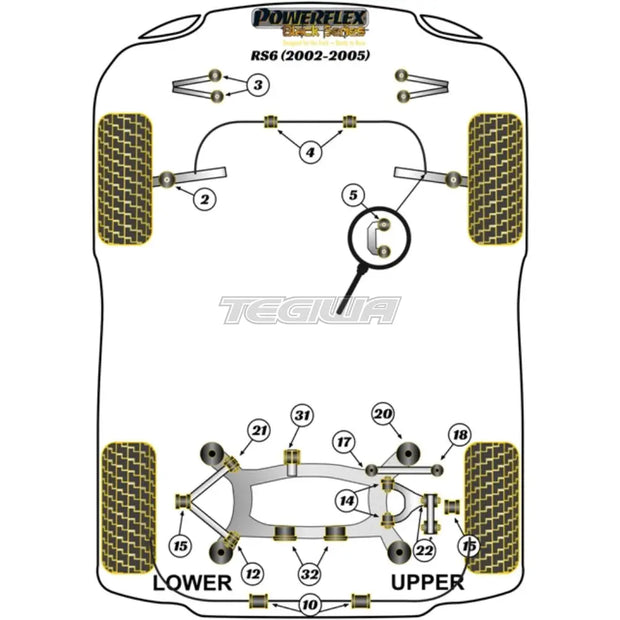 Powerflex Black Series Rear Diff Rear Mounting Bush Audi A6 S6 RS6 C5 97-05