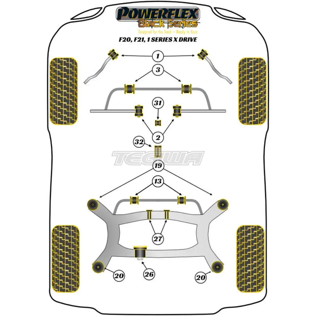 Powerflex Black Series Rear Diff Rear Mounting Bush BMW 1 Series F20 F21 xDrive 11-19