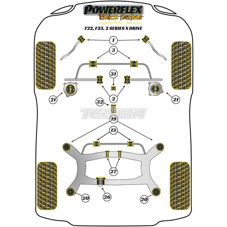 Powerflex Black Series Rear Diff Rear Mounting Bush BMW 2 Series F22 F23 xDrive 13+