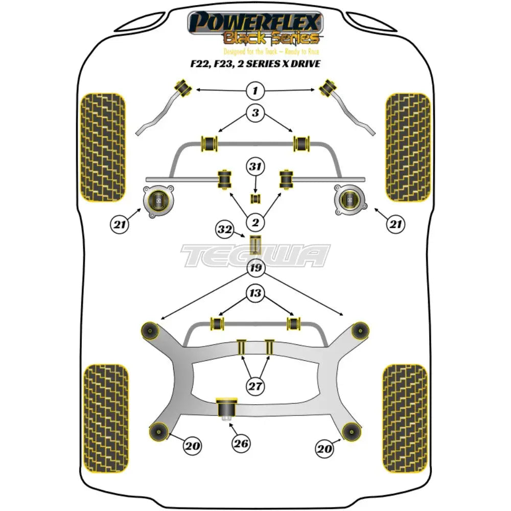 Powerflex Black Series Rear Diff Rear Mounting Bush BMW 2 Series F22 F23 xDrive 13+