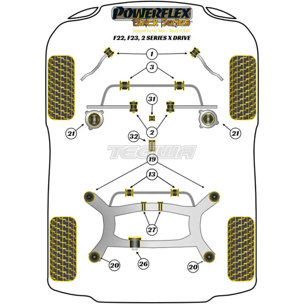 Powerflex Black Series Rear Diff Rear Mounting Bush BMW 2 Series F22 F23 xDrive 13+