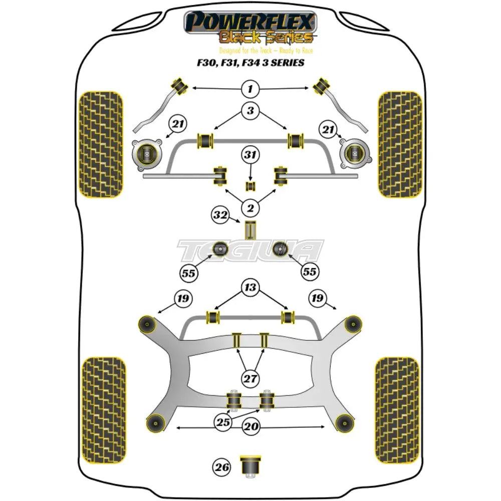 Powerflex Black Series Rear Diff Rear Mounting Bush BMW 3 Series F30 F31 F34 F80 F3X Sedan Touring GT 11-18