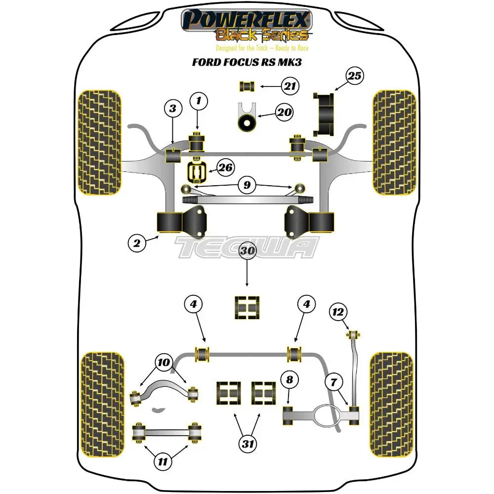 Powerflex Black Series Rear Diff Rear Mounting Bush Insert Ford Focus Mk3 Inc ST Inc RS 11-18