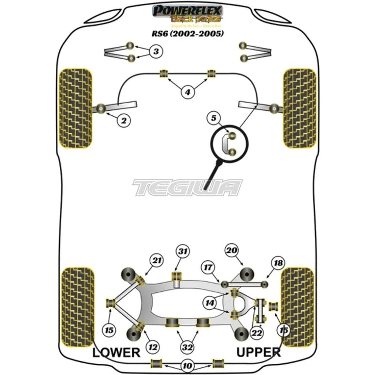 Powerflex Black Series Rear Lower Arm Front Bush Audi A6 S6 RS6 C5 97-05