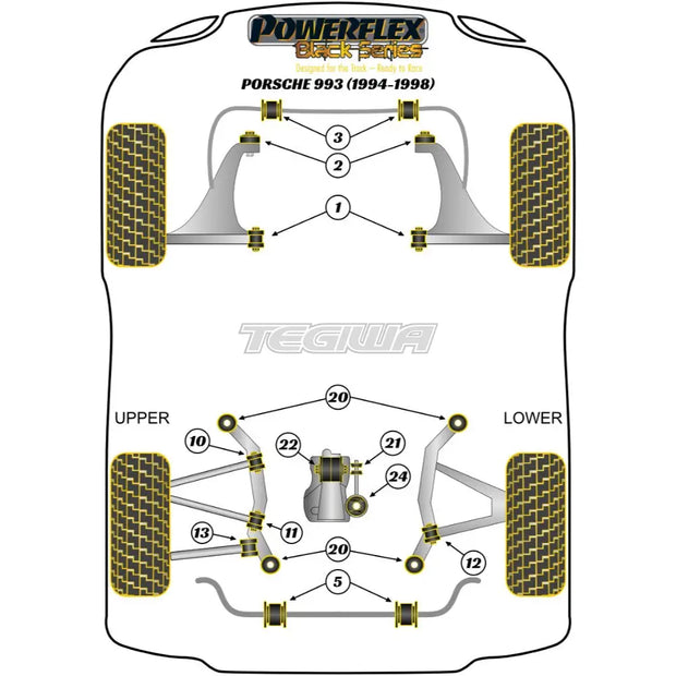 Powerflex Black Series Rear Lower Toe Link Inner Bush Porsche 911 993 94-98