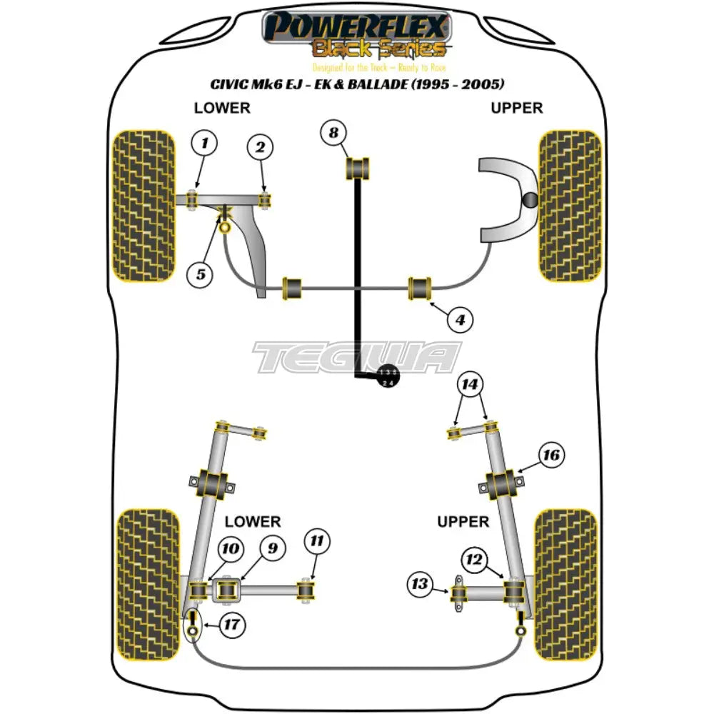 Powerflex Black Series Rear Outer Arm To Hub Bush 31mm Honda Civic EJ-EK Ballade 95-05